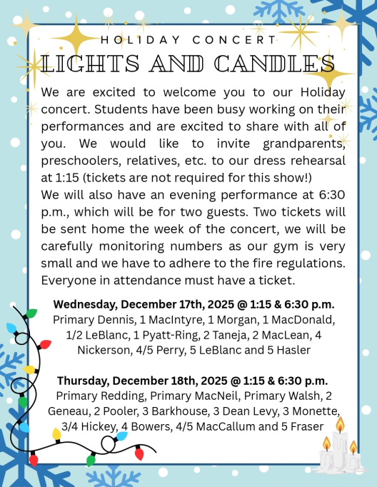 Dates and Times for Concert! 