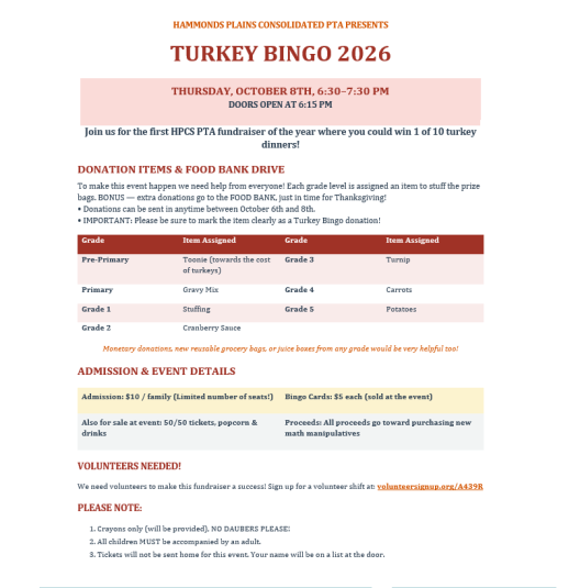 Turkey BINGO Information 